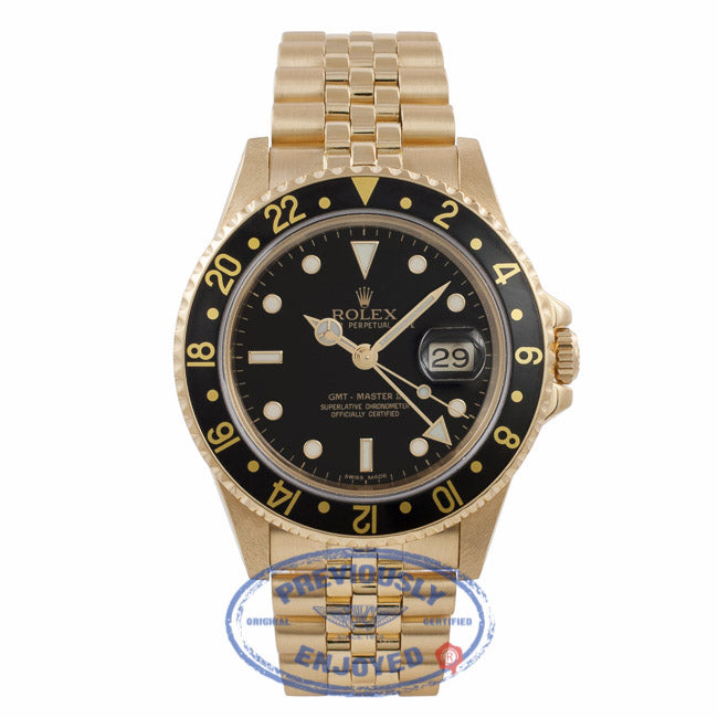 Rolex GMT Master II 40MM 18k Yellow Gold Black Dial Jubilee Bracelet 16718 WW8LVA - Beverly Hills Watch Company Watch Store
