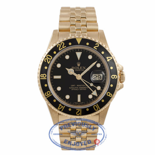 Rolex GMT Master II 40MM 18k Yellow Gold Black Dial Jubilee Bracelet 16718 WW8LVA - Beverly Hills Watch Company Watch Store