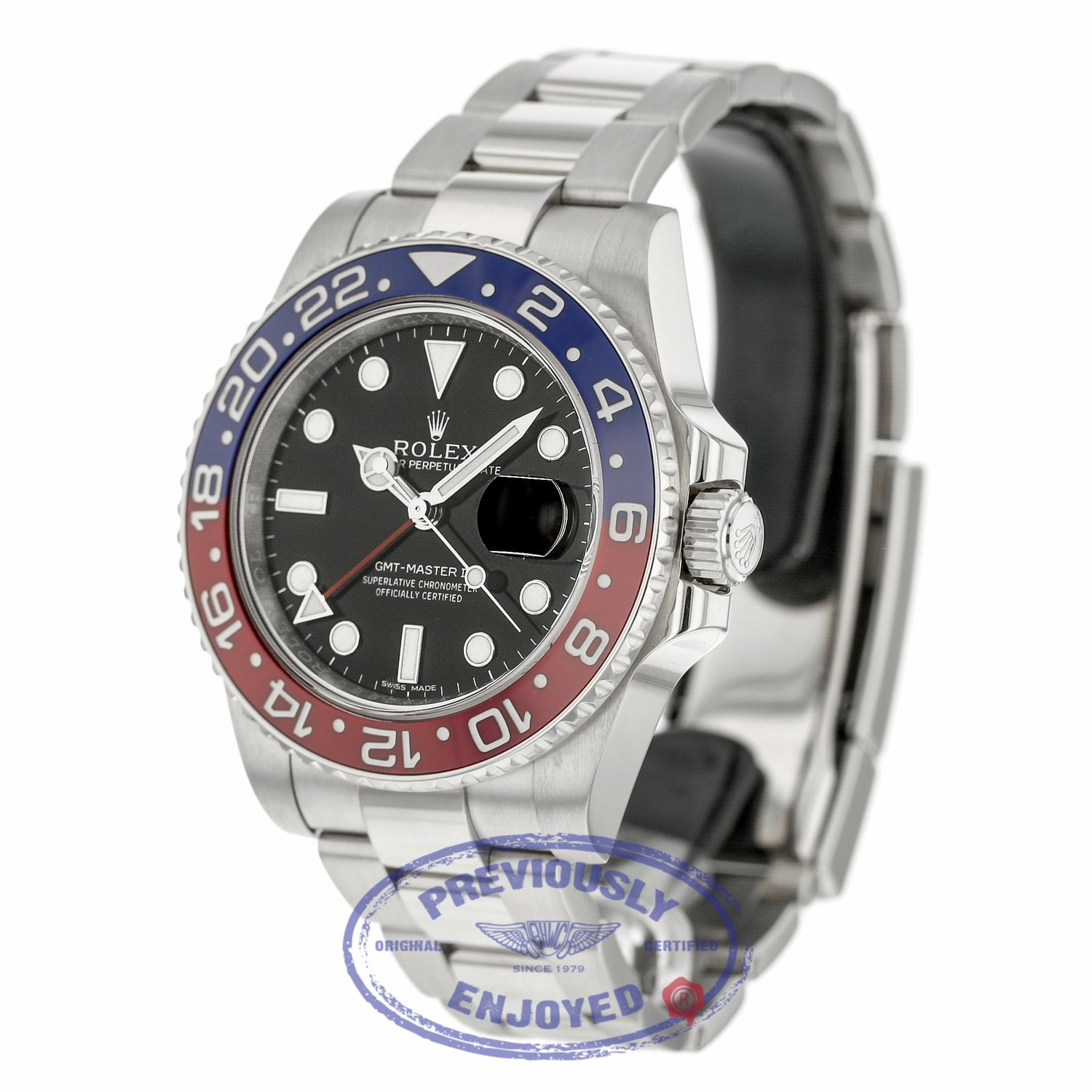 Rolex GMT Master II Black Lacquer Dial 18K White Gold Oyster Bracelet Automatic 116719BLRO JXFXQQ - Beverly Hills Watch