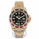 Rolex GMT Master II 18K Yellow Gold Black Dial Rubies & Sapphire Bezel Diamond Case 116758SARU JZHMPX  - Beverly Hills Watch Company Watch Store