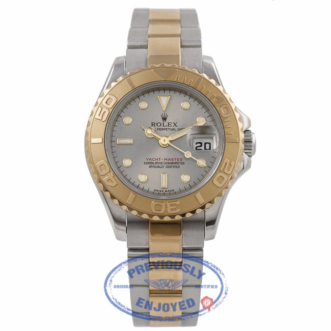Yachtmaster Ladies 18k Yellow Gold Stainless Steel Rhodium Grey Dial on Bracelet 169623 9U412C - Beverly Hills Watch Company Watch Store