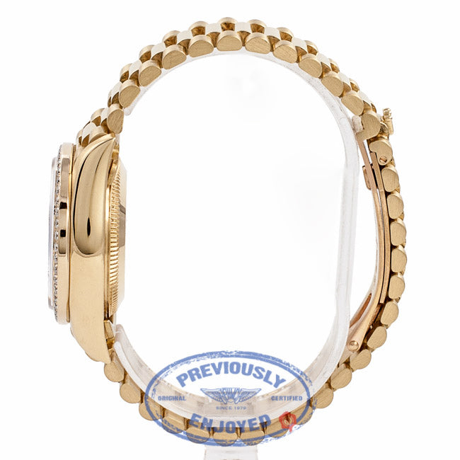 Rolex Datejust President 26MM Ladies 18k Yellow Gold Diamond Bezel Champagne Diamond Dial 69138 WCSWZZ - Beverly Hills Watch Company Watch Store