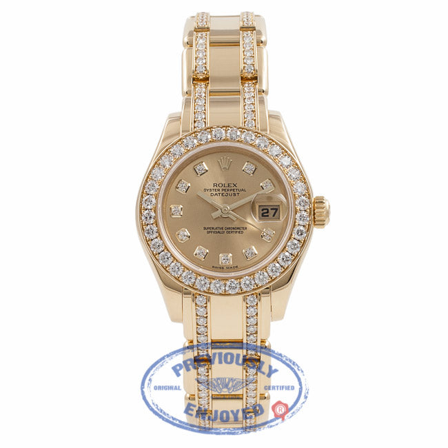 Rolex Masterpiece Oyster Perpetual DateJust Pearl Master 18k Yellow Gold Diamond Bezel Champagne Dial 80298.74948 6XJJA6 - Beverly Hills Watch Company Watch Store
