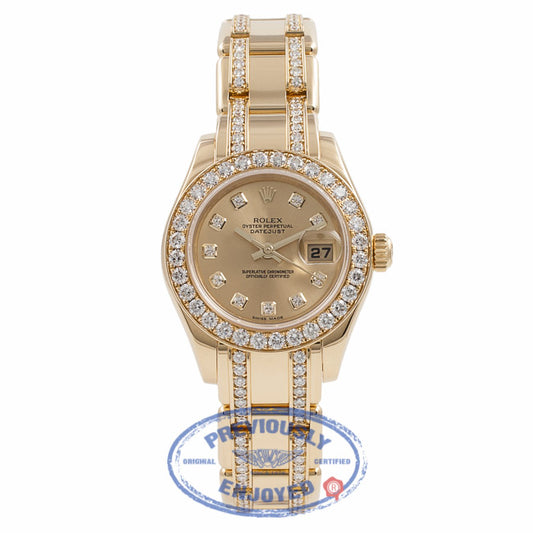 Rolex Masterpiece Oyster Perpetual DateJust Pearl Master 18k Yellow Gold Diamond Bezel Champagne Dial 80298.74948 6XJJA6 - Beverly Hills Watch Company Watch Store