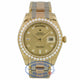 Rolex Day-Date Masterpiece Tridor Bracelet Champagne Diamond Dial Full Diamond Bezel Watch 18948 DK9T49 - Beverly Hills Watch Company