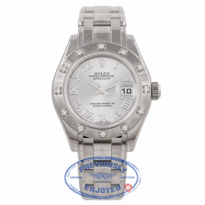 Rolex Pearlmaster Masterpiece Oyster Perpetual Lady Datejust 18k White Gold Silver Dial on Bracelet 80319 9F05NP - Beverly Hills Watch Company Watch Store