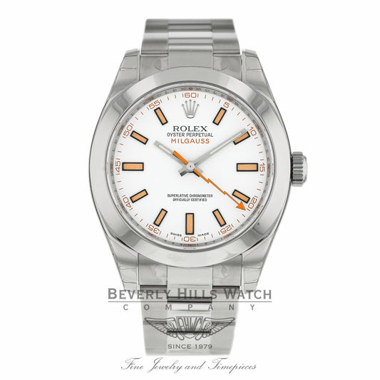 Rolex Milgauss 40mm White Dial Stainless Steel 116400 PT6UHC - Beverly Hills Watch Company
