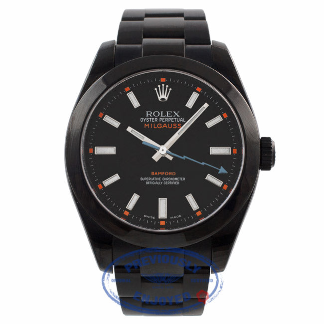 Rolex Milgauss Stainless Steel Black DLC Black Dial 116400 VZ0FV3 - Beverly Hills Watch Store