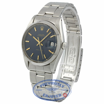 Rolex Oyster Date 34mm Stainless Steel Deep Blue Dial Gold Plated 540561 8TC420 - Beverly Hills Watch Company