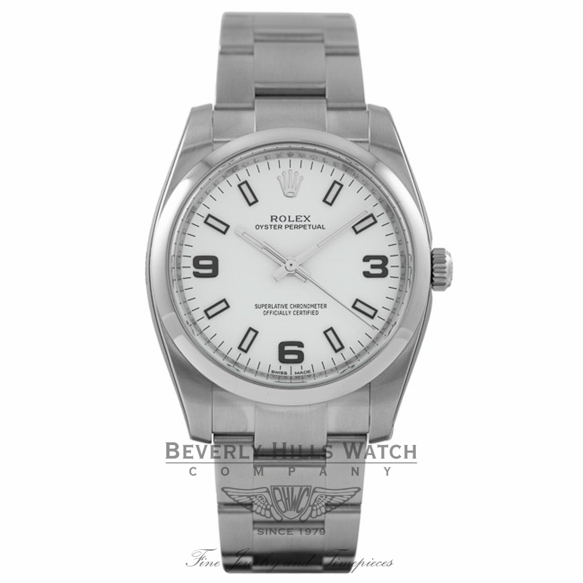Rolex Oyster Perpetual 34mm Stainless Steel White Dial Arabic