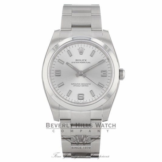 Rolex Air King Stainless Steel Domed Bezel Silver Dial 114200 8WMPQN - Beverly Hills Watch Company