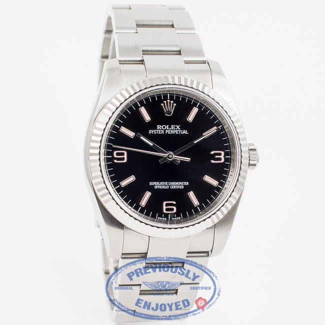 Rolex Oyster Perpetual 36mm Stainless Steel Oyster Bracelet Fluted Bezel Black/Pink 3-6-9 Dial Watch Beverly Hills Watch Company Watch Store