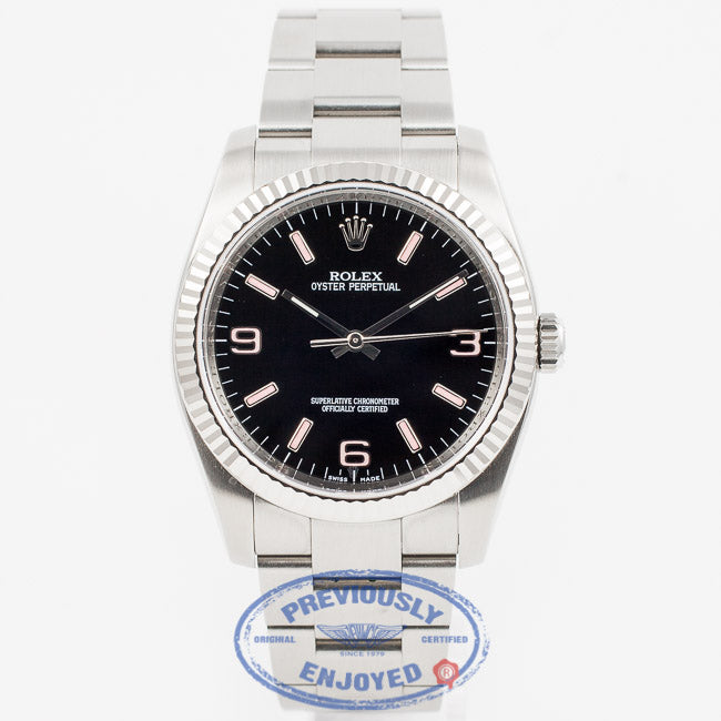 Rolex Oyster Perpetual 36mm Stainless Steel Oyster Bracelet Fluted Bezel Black/Pink 3-6-9 Dial Watch Beverly Hills Watch Company Watch Store