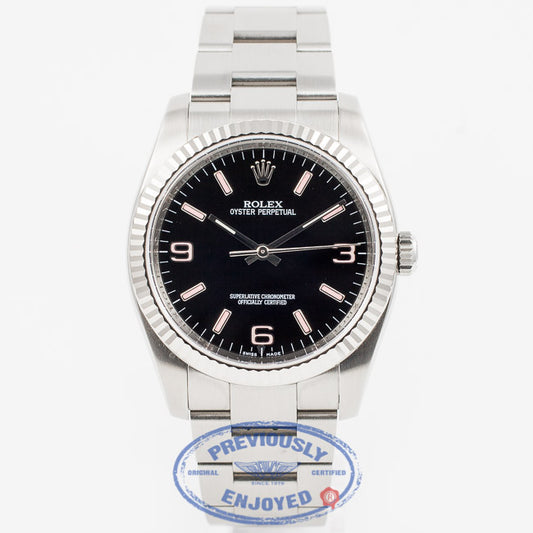 Rolex Oyster Perpetual 36mm Stainless Steel Oyster Bracelet Fluted Bezel Black/Pink 3-6-9 Dial Watch Beverly Hills Watch Company Watch Store