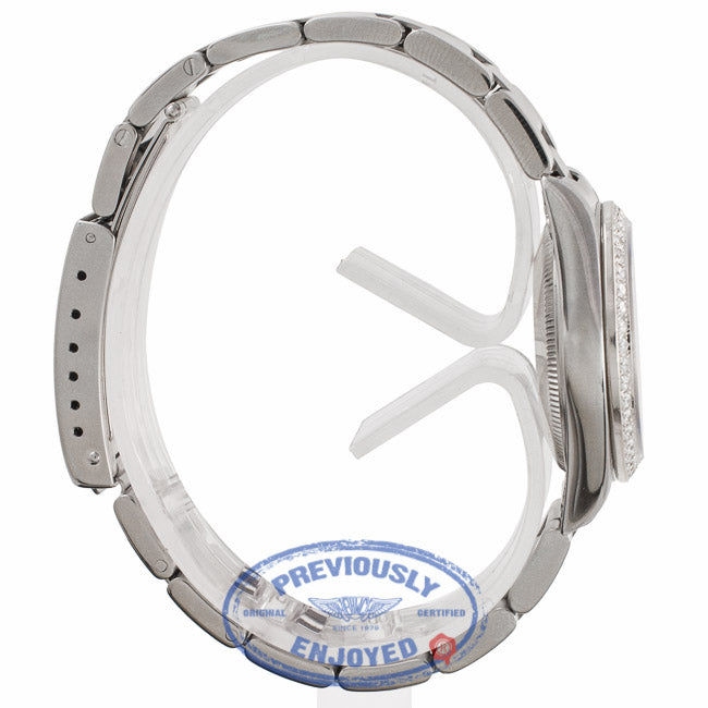 Rolex Stainless Steel Oyster Perpetual 34MM Black Dial Diamond Bezel 77080 - RU854M - Beverly Hills Watch Company Watch Store