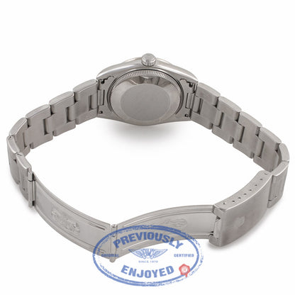 Rolex Stainless Steel Oyster Perpetual 34MM Black Dial Diamond Bezel 77080 - RU854M - Beverly Hills Watch Company Watch Store