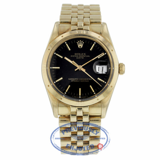 Rolex Oyster Perpetual Date 34mm 18k Yellow Gold 15037 WETA48 - Beverly Hills Watch Company