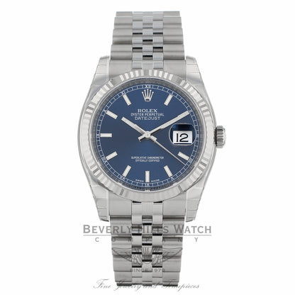 Rolex Oyster Perpetual 36 mm Blue Dial Stainless Steel Jubilee Automatic 116234 7CU356 - Beverly Hills Watch