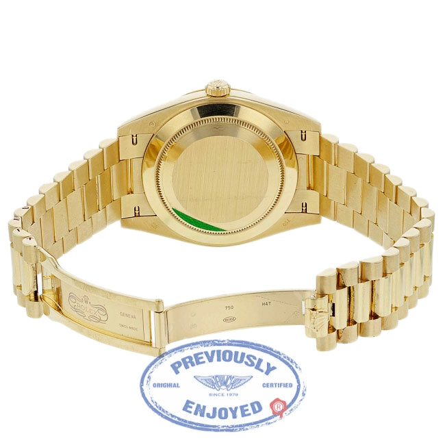 Rolex Day-Date President 40MM Yellow Gold Fluted Bezel Silver Motif Dial 228238 0MDXKL - Beverly Hills Watch Company