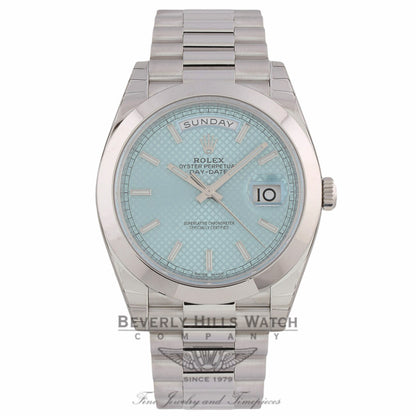 Rolex Day Date 40mm Automatic Ice Blue Dial Platinum 228206 FEDDUQ - Beverly Hills Watch Company