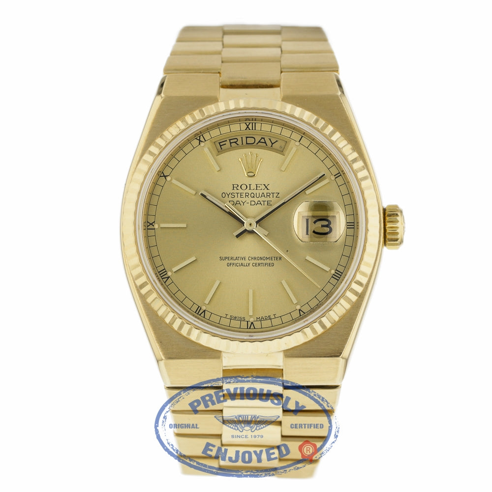 Rolex OysterQuartz 36mm Day-Date President 19018 FFE476 - Beverly Hills Watch Company