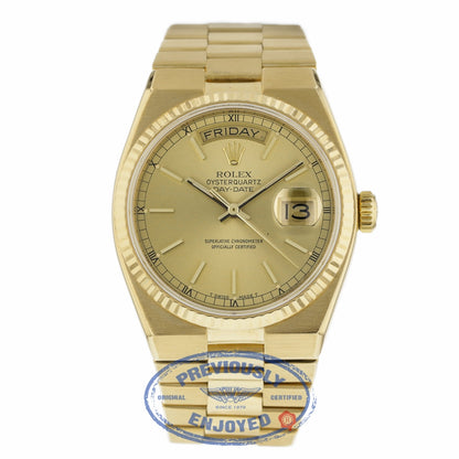 Rolex OysterQuartz 36mm Day-Date President 19018 FFE476 - Beverly Hills Watch Company