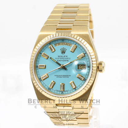 Rolex Yellow Gold 36MM Day DateOysterQuartz TurQuartz Diamond Dial Watch 19018N Beverly Hills Watch Company