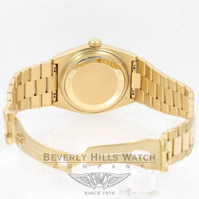 Rolex Yellow Gold 36MM Day DateOysterQuartz TurQuartz Diamond Dial Watch 19018N Beverly Hills Watch Company