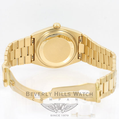 Rolex Yellow Gold 36MM Day DateOysterQuartz TurQuartz Diamond Dial Watch 19018N Beverly Hills Watch Company