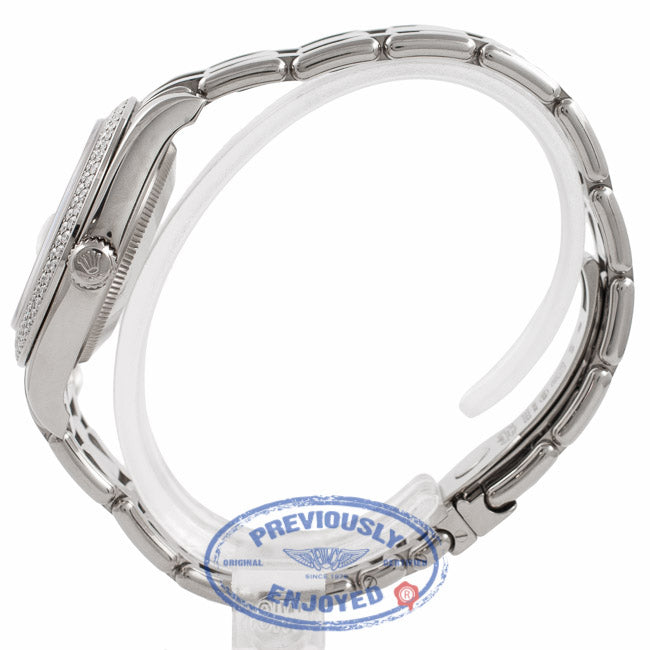 Rolex Pearlmaster Datejust 34mm White Gold Bracelet Mother of Pearl Diamond Dial Diamond Bezel Automatic Ladies Watch 81339 Beverly Hills Watch Company Watch Store