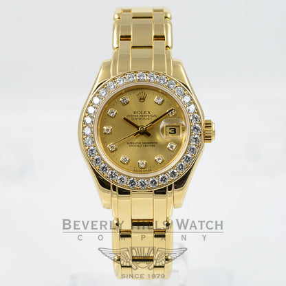 Rolex Pearlmaster 18K Yellow Gold Diamond Bezel Diamond Dial Ladies Watch 80298 Beverly Hills Watch Company Watches