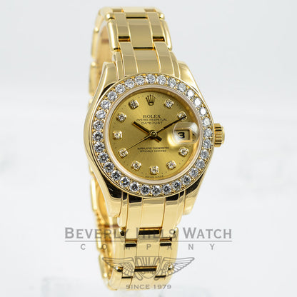 Rolex Pearlmaster 18K Yellow Gold Diamond Bezel Diamond Dial Ladies Watch 80298 Beverly Hills Watch Company Watches