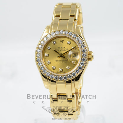 Rolex Pearlmaster 18K Yellow Gold Diamond Bezel Diamond Dial Ladies Watch 80298 Beverly Hills Watch Company Watches