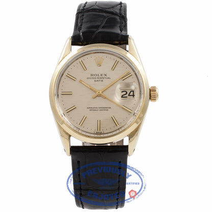 Rolex Oyster Perpetual Date Mid Size Yellow Gold Cap 1024 6SI33F - Beverly Hills Watch Company Watch Store