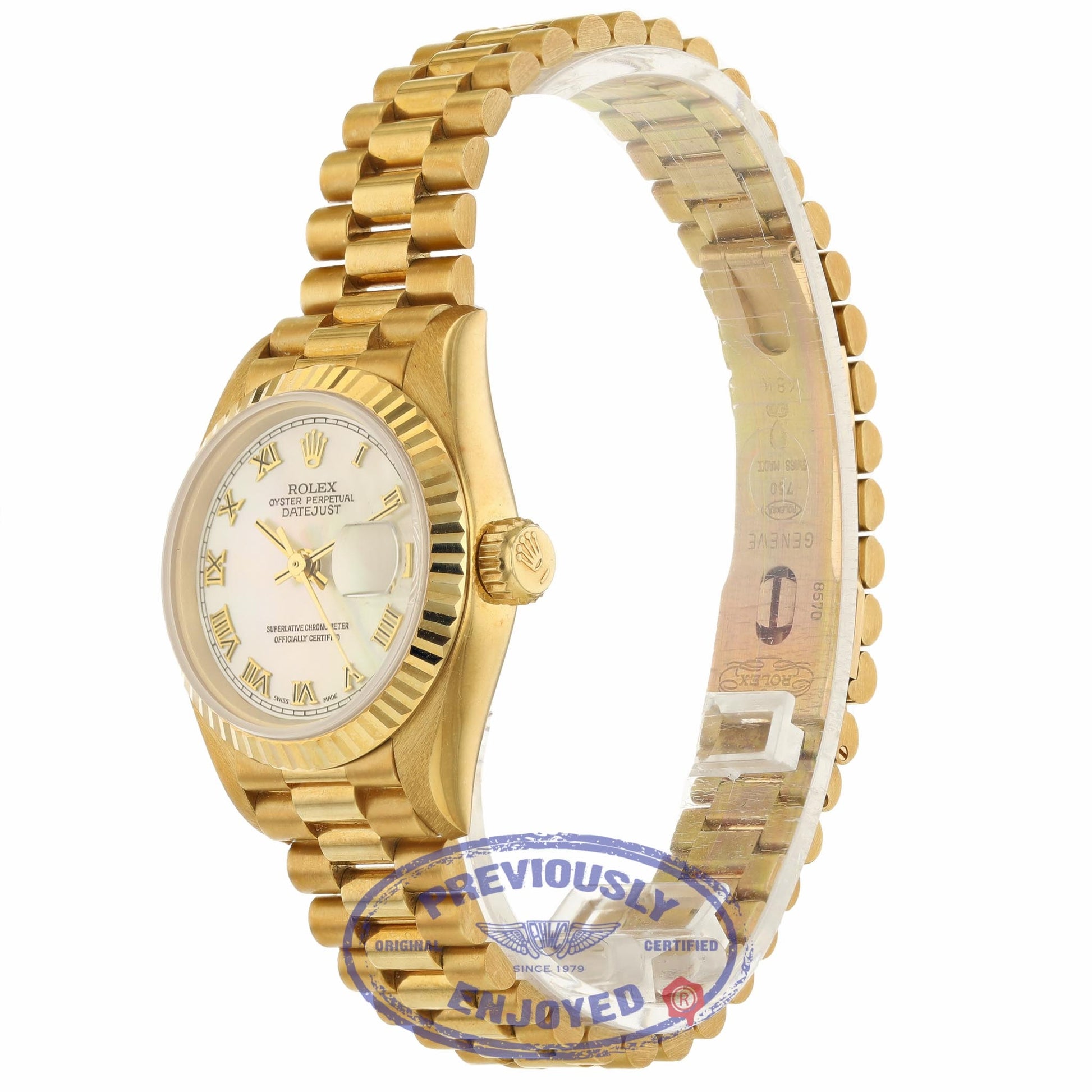 Rolex Datejust 26mm Yellow Gold President Mother of Pearl Dial 69178 QMJL13