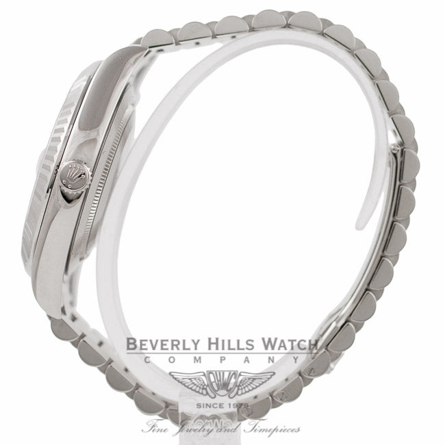 Rolex Day-Date II 18K White Gold Silver Dial Fluted Bezel President 218239 V9QKZP - Beverly Hills Watch Company Watch Store
