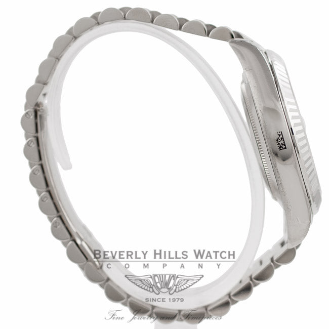 Rolex Day-Date II 18K White Gold Silver Dial Fluted Bezel President 218239 V9QKZP - Beverly Hills Watch Company Watch Store