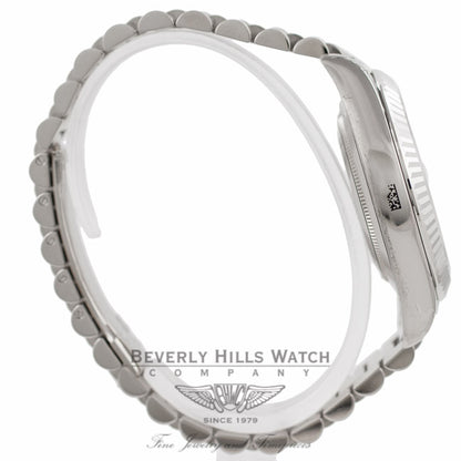 Rolex Day-Date II 18K White Gold Silver Dial Fluted Bezel President 218239 V9QKZP - Beverly Hills Watch Company Watch Store