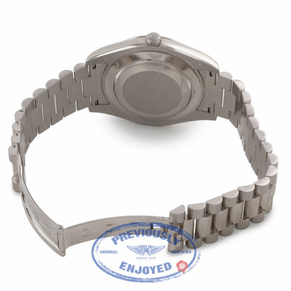 Rolex Day-Date II 18K White Gold Silver Dial Fluted Bezel President 218239 PUEPV2 - Beverly Hills Watch Company Watch Store