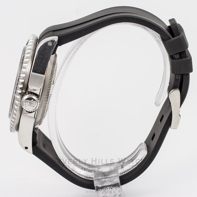 Rubber B Black Rubber Strap for Rolex Stainless Steel Sea-Dweller M106-BK with a Tang Buckle (Strap Only) Beverly Hills Watch Company