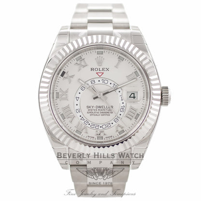 Rolex Sky-Dweller 18k White Gold Bidirectional Rotatable Ring Command Bezel 326939 3788A1 - Beverly Hills Watch Company Watch Store