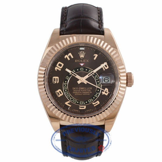Rolex Sky-Dweller 18K Everose 42mm Leather Strap Deployment Buckle Annual Calendar GMT 326135 7YUUEU - Beverly Hills Watch Company