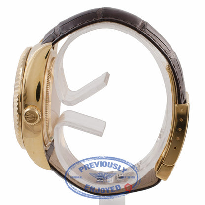 Rolex Sky Dweller Silver Dial 18k Yellow Gold Brown Leather Strap 326138 RM53HR - Beverly Hills Watch Company Watch Store