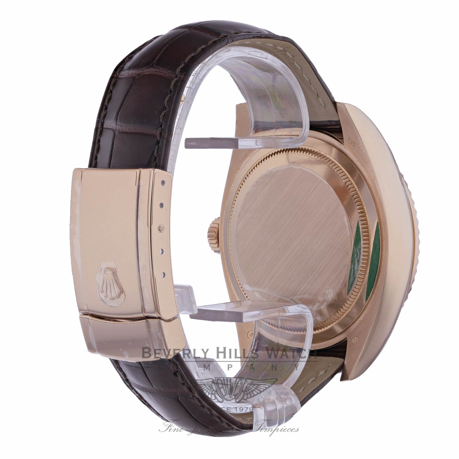 Rolex Sky-Dweller 18K Everose 42mm White-Stick Dial Leather Strap Watch 326135 XLKT4N - Beverly Hills Watch Company