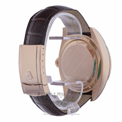 Rolex Sky-Dweller 18K Everose 42mm White-Stick Dial Leather Strap Watch 326135 XLKT4N - Beverly Hills Watch Company