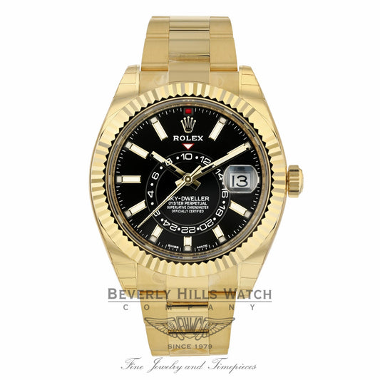 Rolex Sky-Dweller Yellow Gold 42mm Black Dial 326938 2LLK8E - Beverly Hills Watch Company