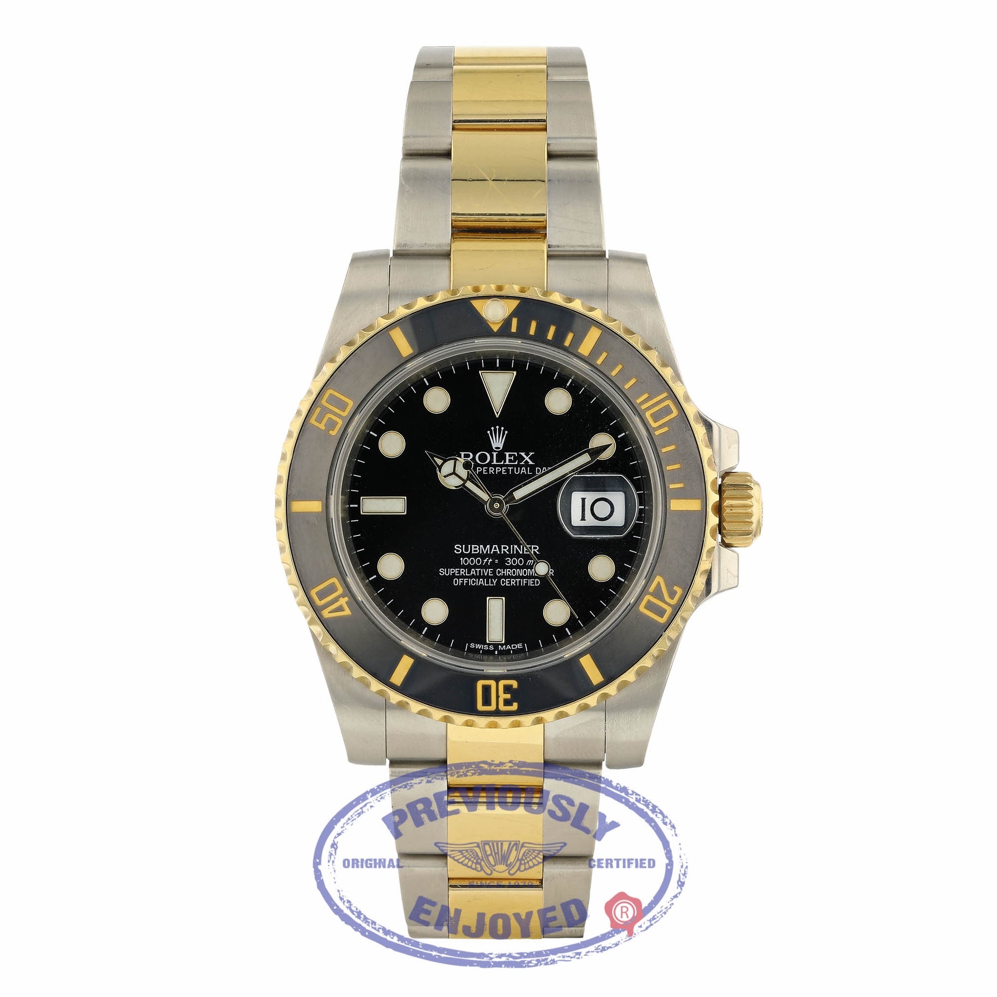 Rolex Classic Submariner Stainless Steel and Yellow Gold Black Dial Black 116613 2NVF2W - Beverly Hills Watch