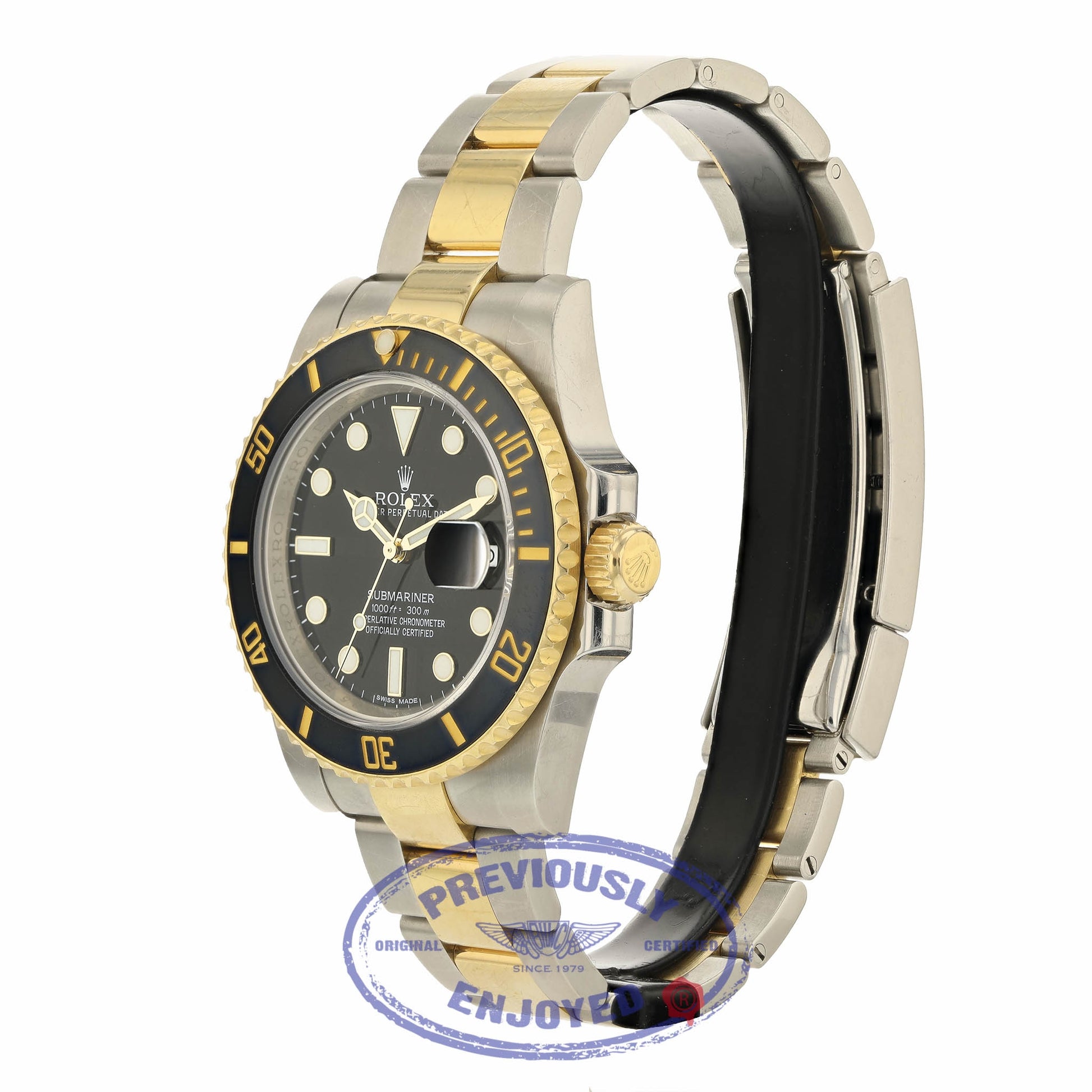 Rolex Classic Submariner Stainless Steel and Yellow Gold Black Dial Black 116613 2NVF2W - Beverly Hills Watch