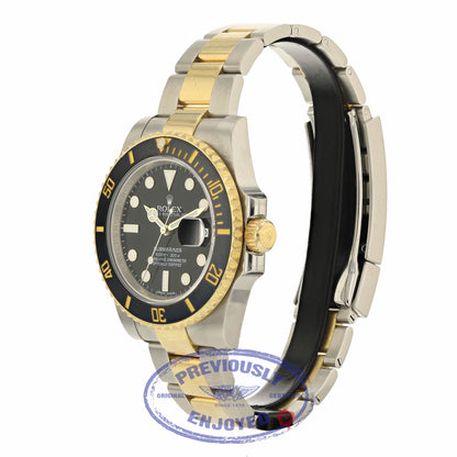 Rolex Classic Submariner Stainless Steel and Yellow Gold Black Dial Black 116613 2NVF2W - Beverly Hills Watch