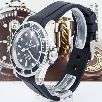 Rubber B Black Rubber Strap for Rolex Submariner 5512  M106-BK with a Tang Buckle Beverly Hills Watch Company Watch Store